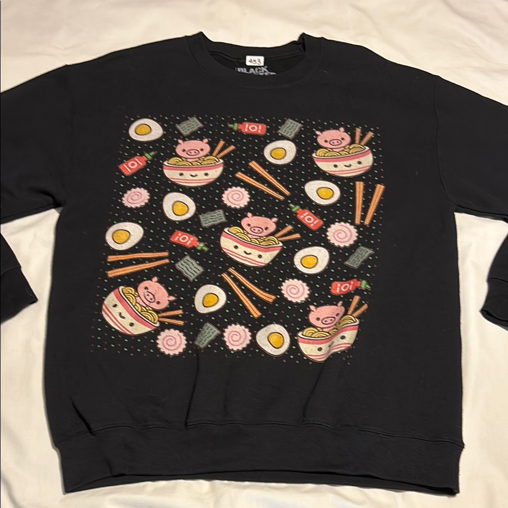 Hot Topic Black Matter ~ Ramen Soup Black Sweatshirt Large